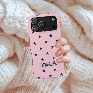 Modern Pink Stars Seamless Mum Teacher Nurse Name
