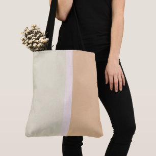Modern Pink Stripe with Gold and Cream Colour Bloc Tote Bag