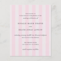 Modern Pink Stripes Elegant Budget Wedding Invite