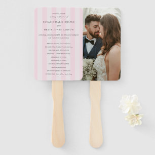 Modern Pink Stripes Elegant Wedding Program Hand Fan