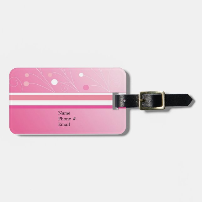 Modern Pink Stripes Luggage Tag (Front Horizontal)