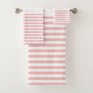 Modern Pink Stripes Pattern Bath Towel Set