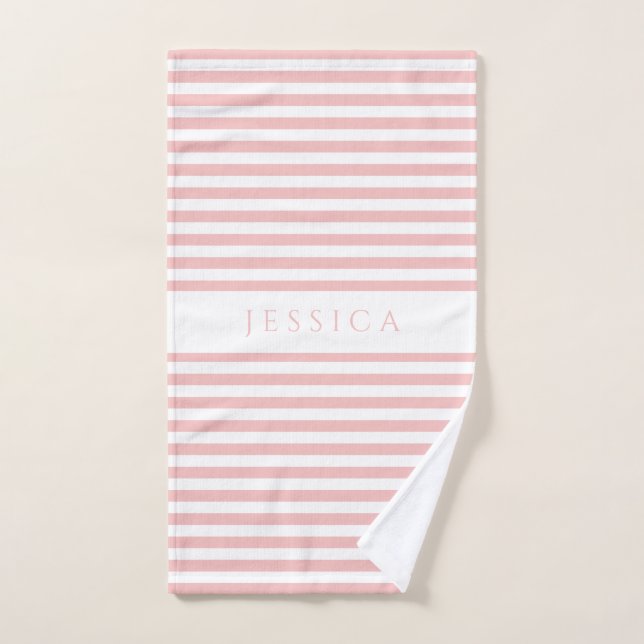 Modern Pink Stripes Pattern Bath Towel Set (Hand Towel)