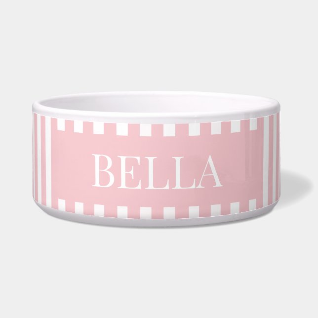Modern Pink Stripes Pattern Personalized Dog Pet (Front)