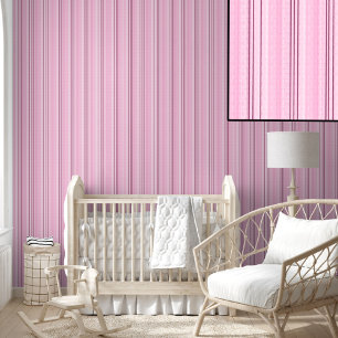 Modern Pink Stripes Peel and Stick Soft Pastel Wallpaper