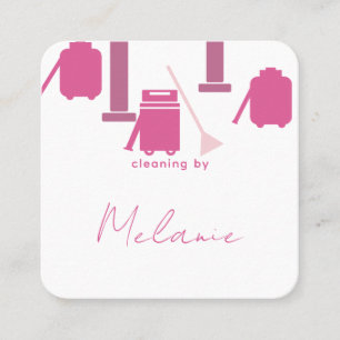 Modern Pink Stylish Cleaning Service Square Busin Business Card