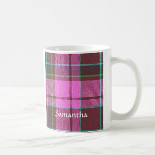 Modern pink tartan personalised coffee mug