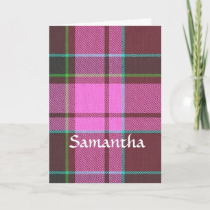 Modern pink tartan personalised note card