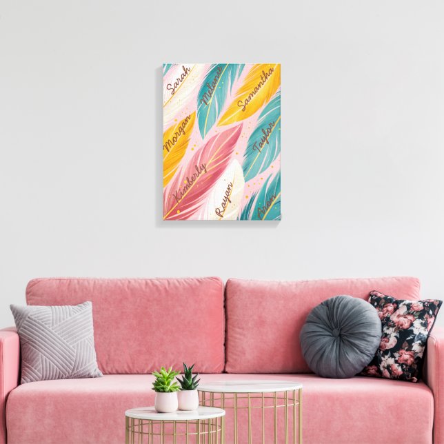 modern pink teal gold custom canvas print (Insitu(LivingRoom))