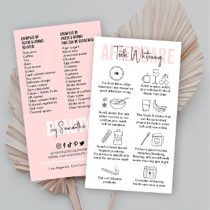Modern Pink Teeth Whitening Aftercare Instructions Business Card