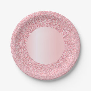 Modern Pink Template Trendy Rose Gold Glitter Paper Plate