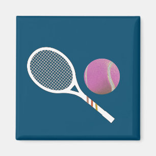 Modern Pink Tennis Ball Retro Racket   Magnet
