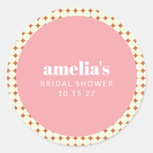 Modern Pink Terracotta Dots Bridal Shower Custom Classic Round Sticker