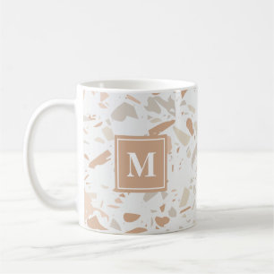 Modern Pink Terrazzo Marble Monogram Coffee Mug