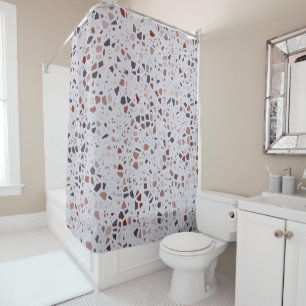 Modern Pink Terrazzo Marble Pattern Shower Curtain