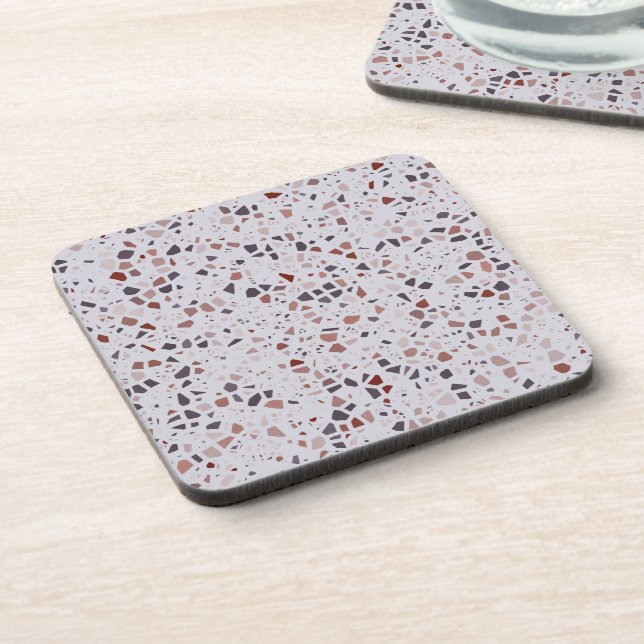 Modern Pink Terrazzo Print Pattern Coaster (Left Side)