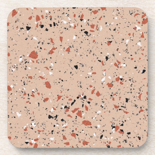 Modern Pink Terrazzo Print Pattern Coaster (Front)