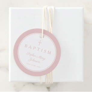 Modern Pink Thank You Girl Baptism Favour Tags