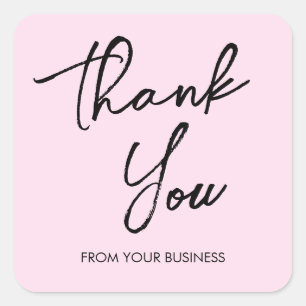 Modern Pink Thank You Script  Square Sticker