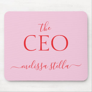 Modern Pink The CEO Name Best Girly Gift Mouse Mat
