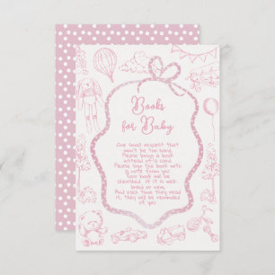 Modern Pink Toile de Jouy Books for baby Invitation