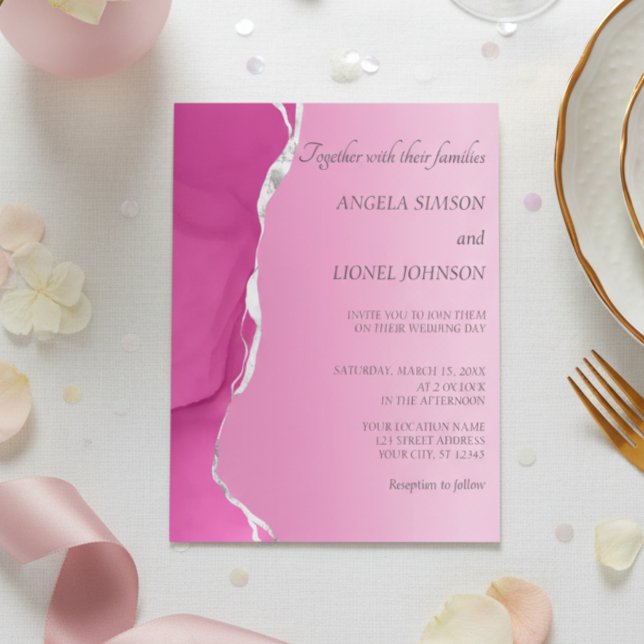 Modern Pink Torn-Edge Wedding  Invitation (Creator Uploaded)