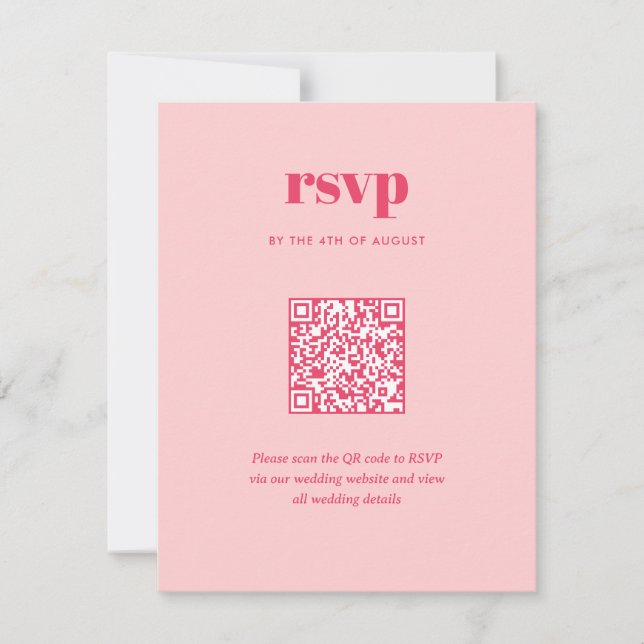 Modern Pink Trendy Mix Match Wedding QR Code RSVP Card (Front)