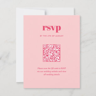 Modern Pink Trendy Mix Match Wedding QR Code RSVP Card