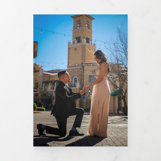 Modern Pink Trifold Photo Wedding Invitation (Cover)