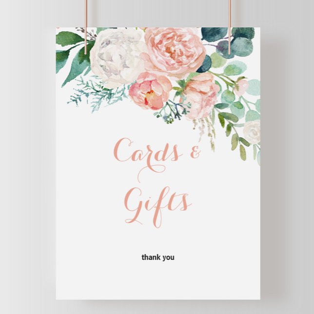 Modern Pink Tropical Floral Cards and Gifts Sign (Creator Uploaded)
