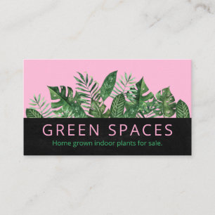 Modern Pink Tropical Leaf Homegrown Indoor Plants Business Card