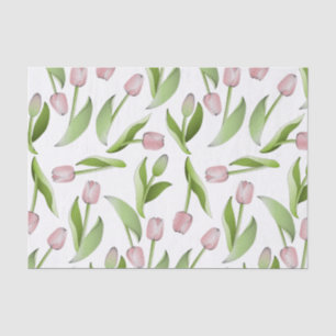 Modern Pink Tulip Flower Tissue Paper