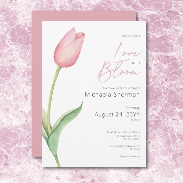 Modern Pink Tulip Love In Bloom Shower Invitation (Modern Pink Tulip Love In Bloom Shower Invitation)