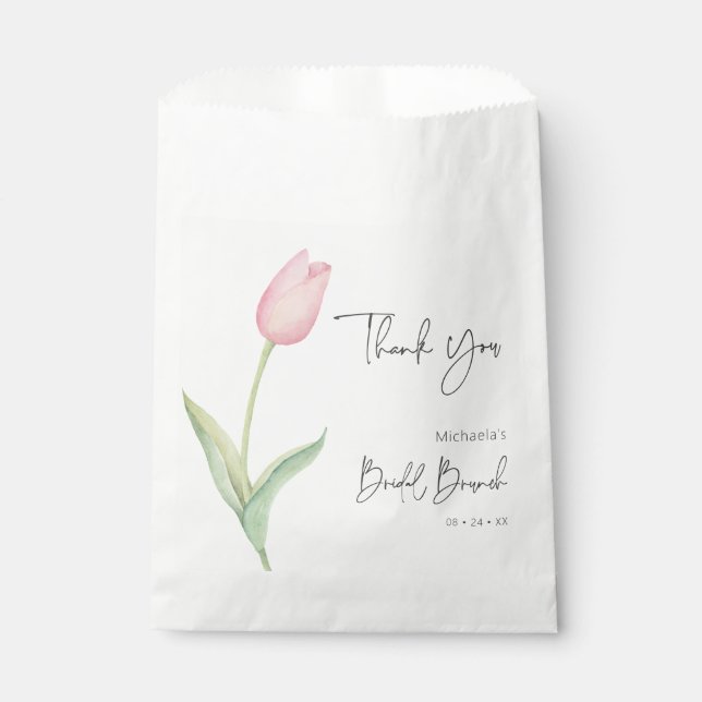 Modern Pink Tulip Solo Bridal Brunch Favour Bags (Front)