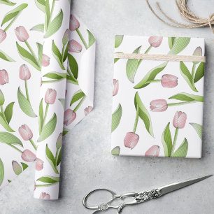 Modern Pink Tulip Wrapping Paper