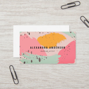 Modern Pink Turquoise Brush Strokes Business Card