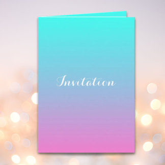 modern pink turquoise ombre wedding invitation