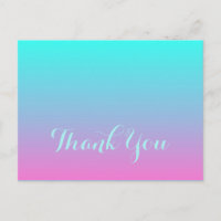 modern pink turquoise ombre wedding thank you