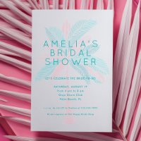 Modern Pink Turquoise Palm Tree Bridal Shower