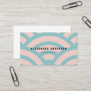 Modern Pink & Turquoise Wave Pattern Business Card