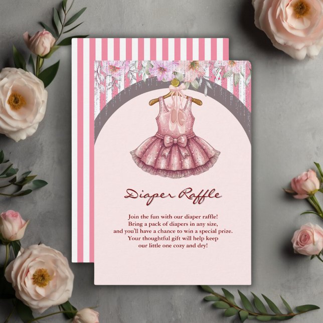 Modern Pink Tutu Ballerina Ballet Girl Baby Shower Enclosure Card (Creator Uploaded)