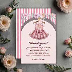 Modern Pink Tutu Ballerina Ballet Girl Baby Shower Thank You Card