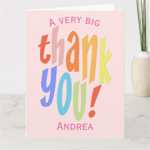 Modern Pink Typographic Thank You Appreciation Card