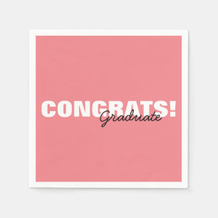 Modern Pink Typography Congrats Graduate  Napkin