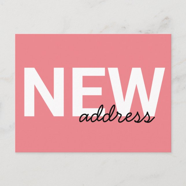 Modern Pink Typography Moving Announcement Postcard (Front)