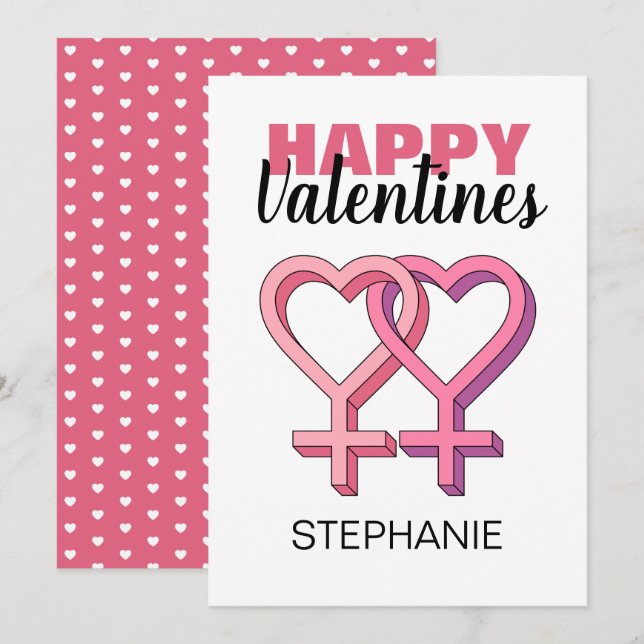 Modern Pink Valentines Day Holiday Card (Front/Back)