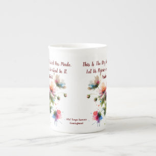 MODERN PINK-VIOLENT FLORAL BONE CHINA MUG