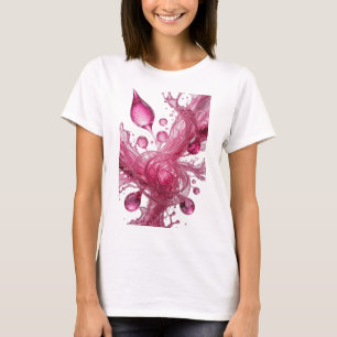 Modern Pink WATER SPLASHES Artistic Motif T-Shirt