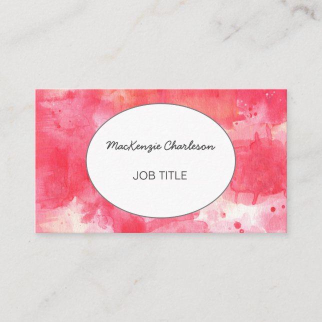 Modern Pink Watercolor Abstract Business Card (Front)