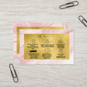 Modern Pink Watercolor and Gold Foil Cake Care Business Card